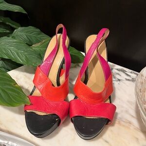 Nine west leather slingback heels